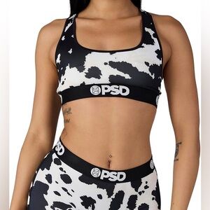NWT PSD Cow Print Sports Bra and Boy Shorts Set
